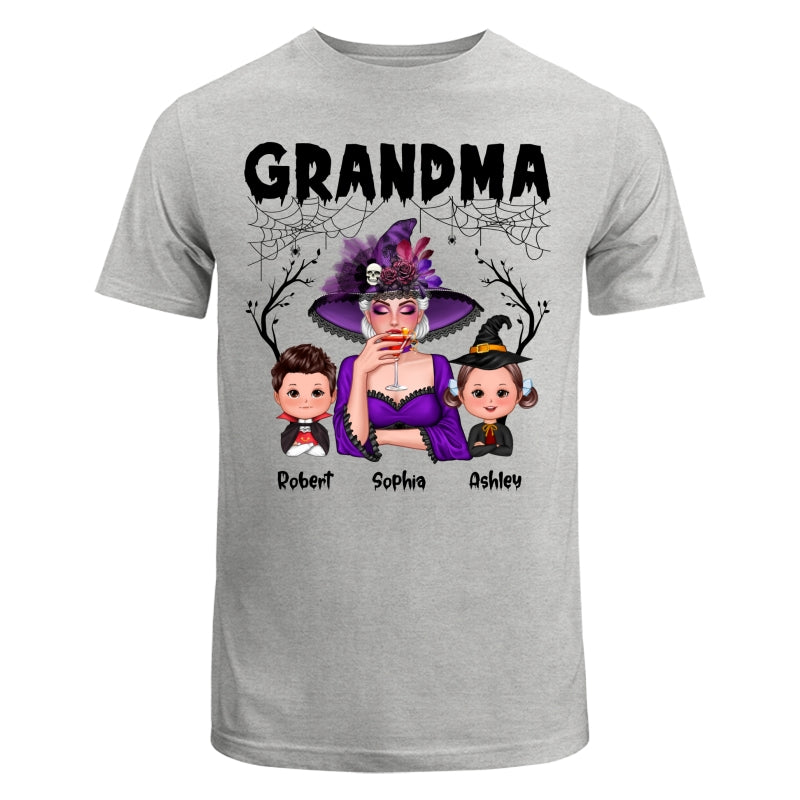 Halloween Grandma Mom Kids Spider Net And Bats Personalized Shirt