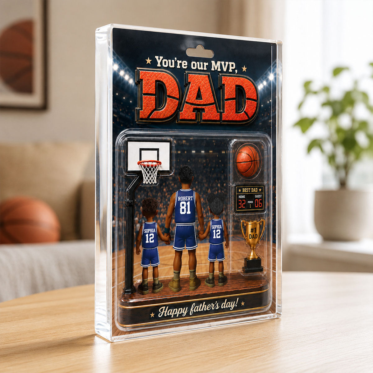 You Are Our MVP Basketball Dad, Custom Action Figure - Personalized Acrylic Block Plaque - Gift for Dad, Husband