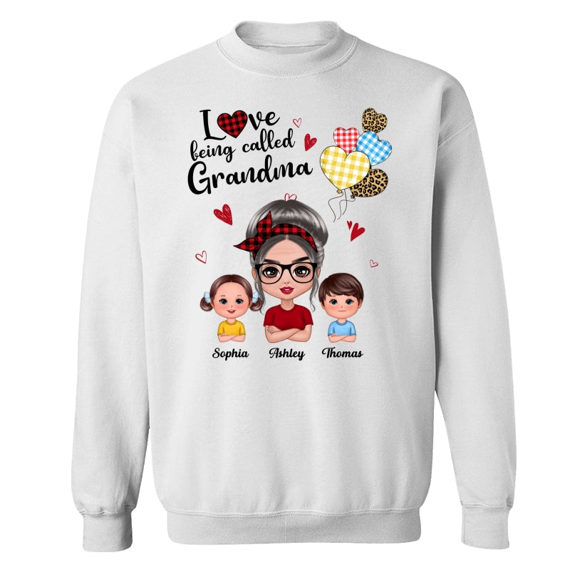 Love Being Called Grandma Doll Grandma Grandkids Colorful Checkered Hearts Personalized Shirt