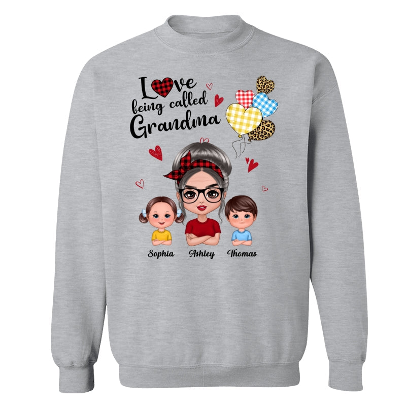 Love Being Called Grandma Doll Grandma Grandkids Colorful Checkered Hearts Personalized Shirt