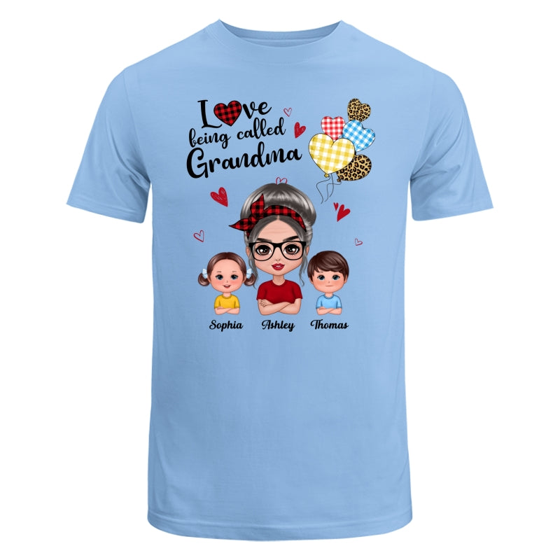 Love Being Called Grandma Doll Grandma Grandkids Colorful Checkered Hearts Personalized Shirt