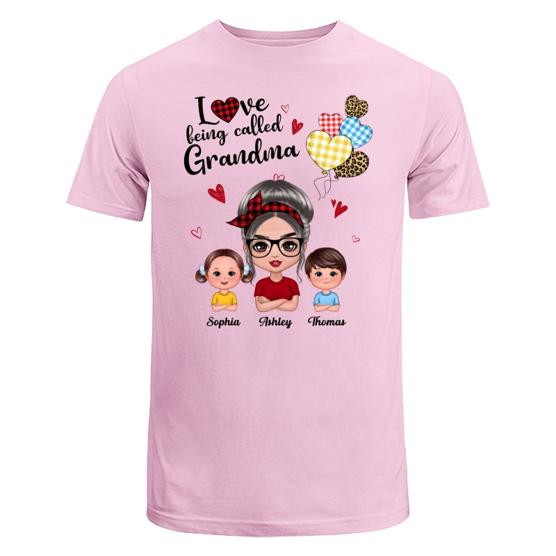 Love Being Called Grandma Doll Grandma Grandkids Colorful Checkered Hearts Personalized Shirt