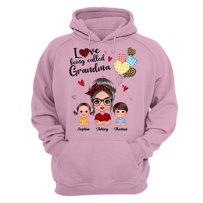 Love Being Called Grandma Doll Grandma Grandkids Colorful Checkered Hearts Personalized Shirt