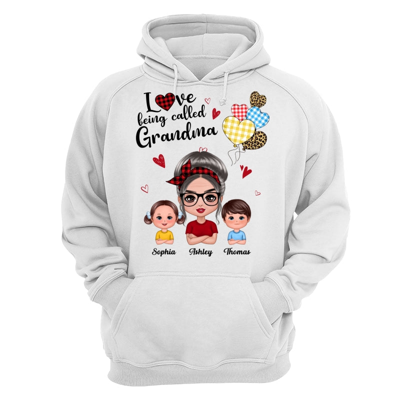 Love Being Called Grandma Doll Grandma Grandkids Colorful Checkered Hearts Personalized Shirt