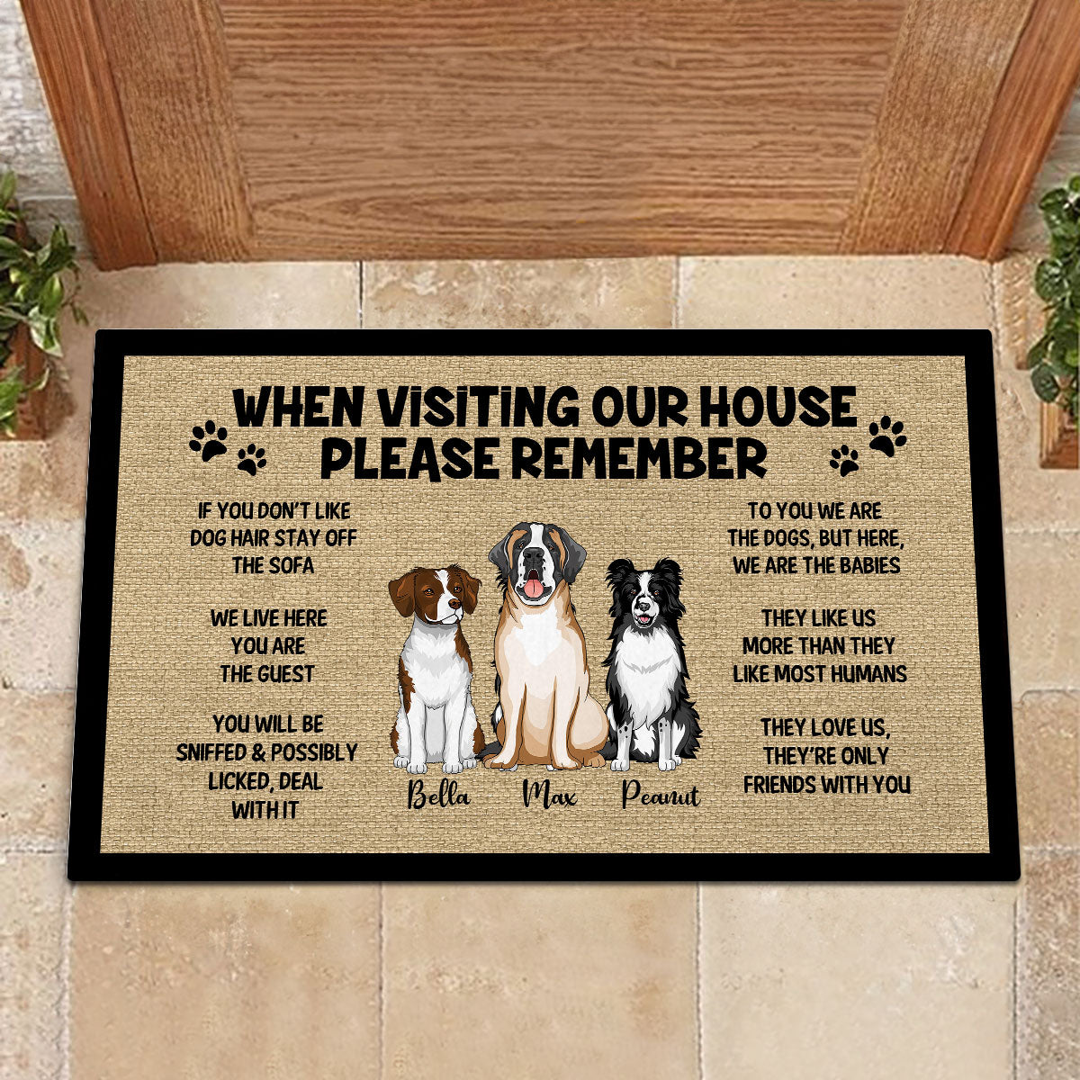 Please Remember When Visiting Dogs House Home Decor Funny Gift For Dog Lover Personalized Doormat