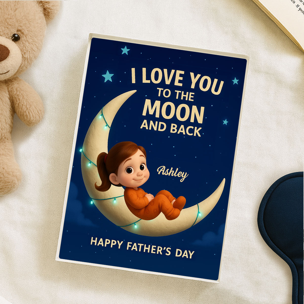 I Love You to the Moon and Back Personalized Acrylic Block Plaque, Gift for Dad