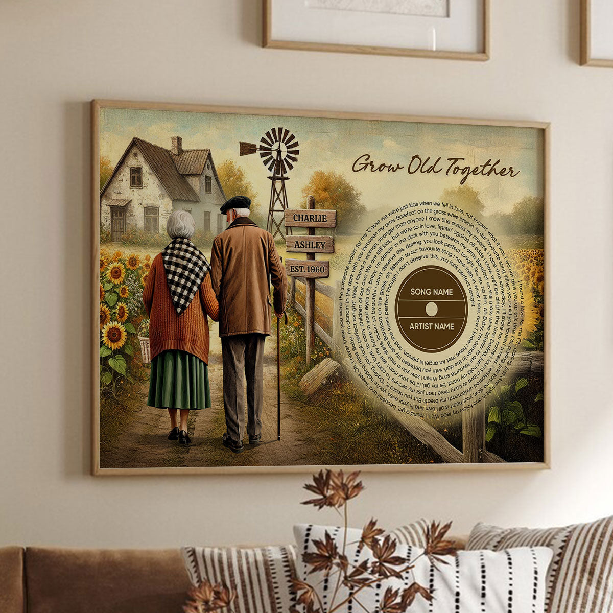 Couple Growing Old Together Favorite Song Vinyl Lyrics Personalized Poster, Heartfelt 2025 Gift, Anniversary Gift For Couple, For Him, For Her, Husband, Wife