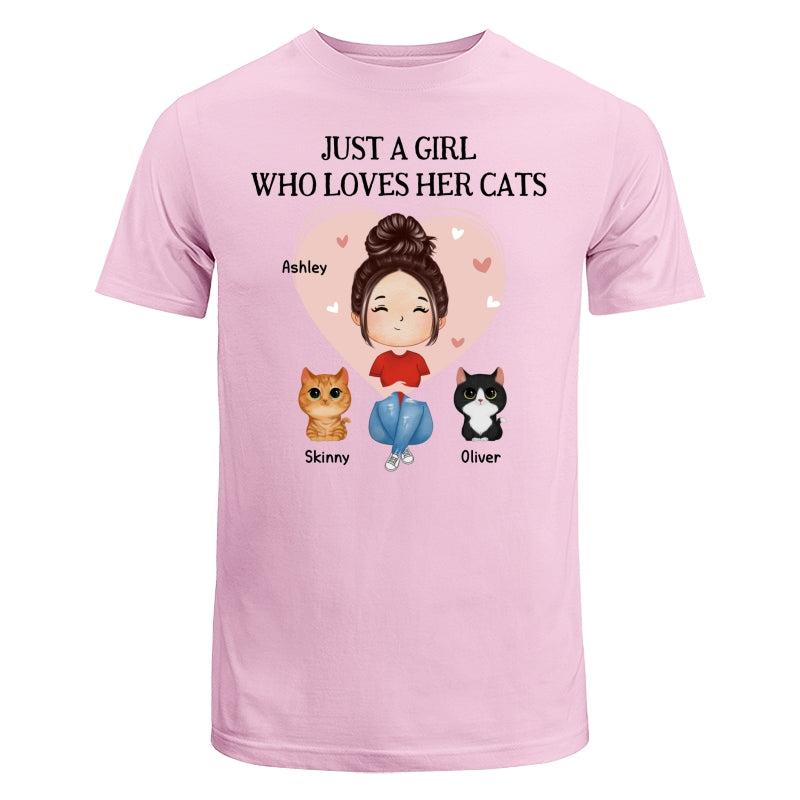 Pink Heart Watercolor Woman Sitting With Watercolor Cute Cats Personalized Shirt