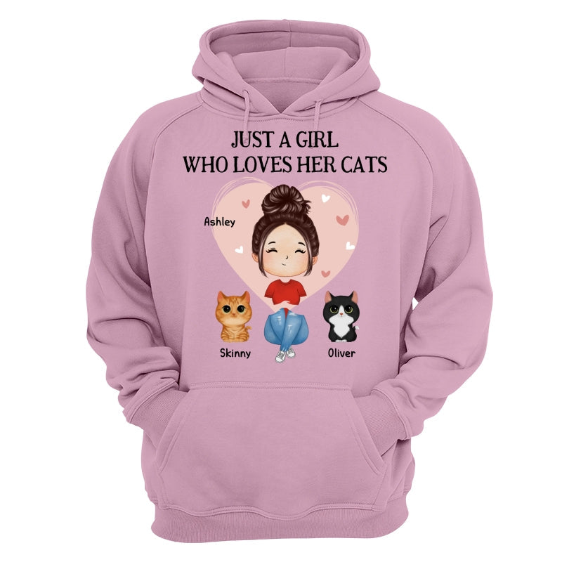 Pink Heart Watercolor Woman Sitting With Watercolor Cute Cats Personalized Shirt