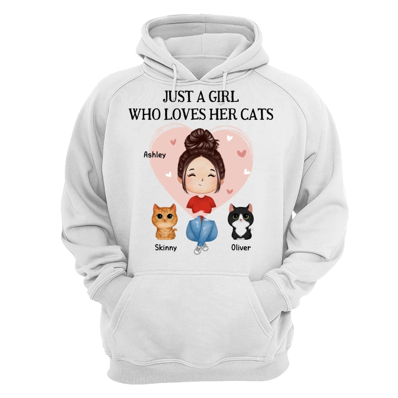 Pink Heart Watercolor Woman Sitting With Watercolor Cute Cats Personalized Shirt