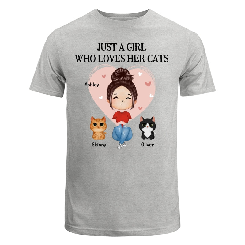 Pink Heart Watercolor Woman Sitting With Watercolor Cute Cats Personalized Shirt