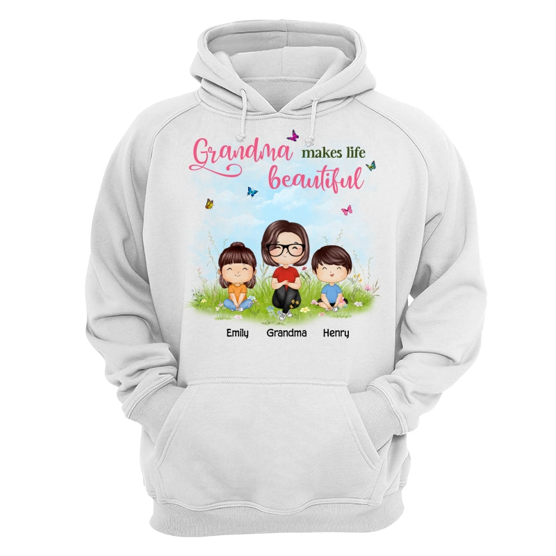 Mom Grandma Makes Life Beautiful Wildflower Doll Family Watercolor Mother‘s Day Gift Personalized Shirt