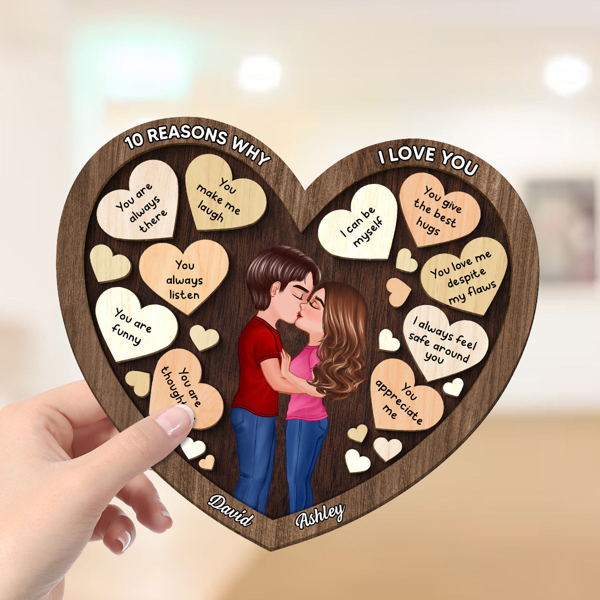 Doll Couple Kissing In Heart Reasons Why I Love You, Gift For Him, For Her