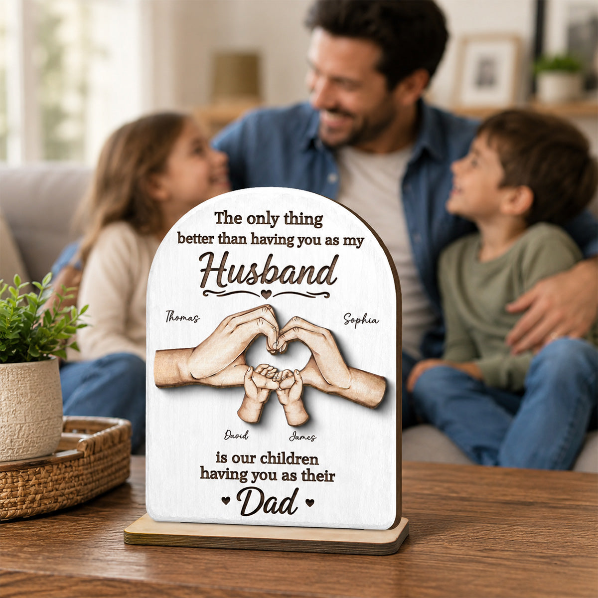The Only Thing Having You As My Husband Family Hands - Personalized 2-Layered Wooden Plaque - Gift For Husband