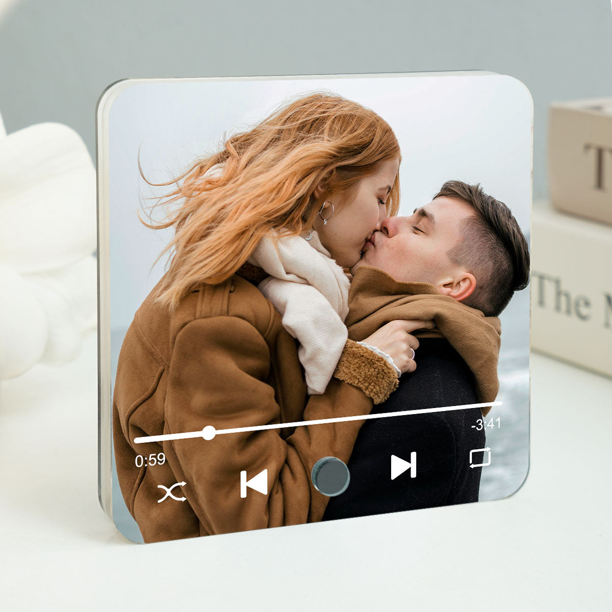 Couple Custom Photo Personalized Bluetooth Music Fridge Magnet, Gift For Couple