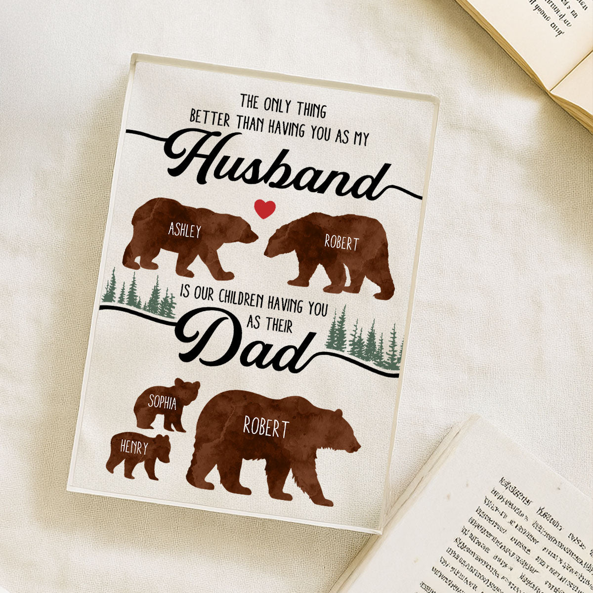 Bear Family Personalized Acrylic Block, gift for Husband