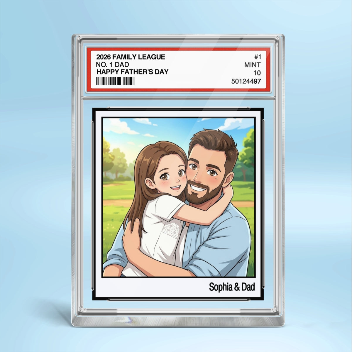 Vintage No. 1 Dad Trading Card Trading Card Cartoon Style - Personalized Acrylic Block Plaque - Gift For Dad, Husband