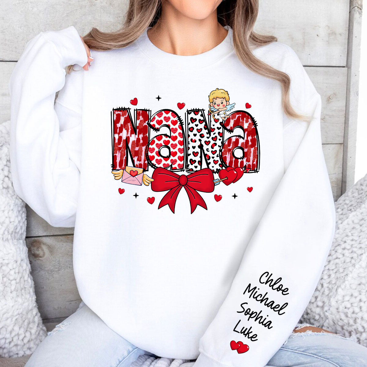 Grandma Personalized Sleeve Printed Sweatshirt, Gift For Grandma