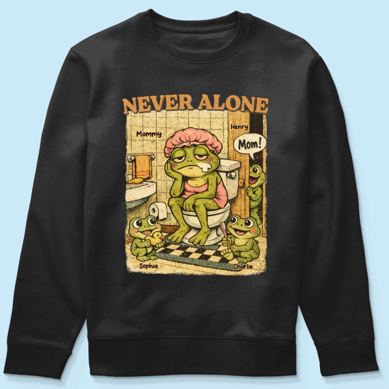Retro Frog Mom Never Alone - Personalized Shirt - Funny Mother's Day Gift For Mom, Overstimulated, Humor, Snarky Motherhood
