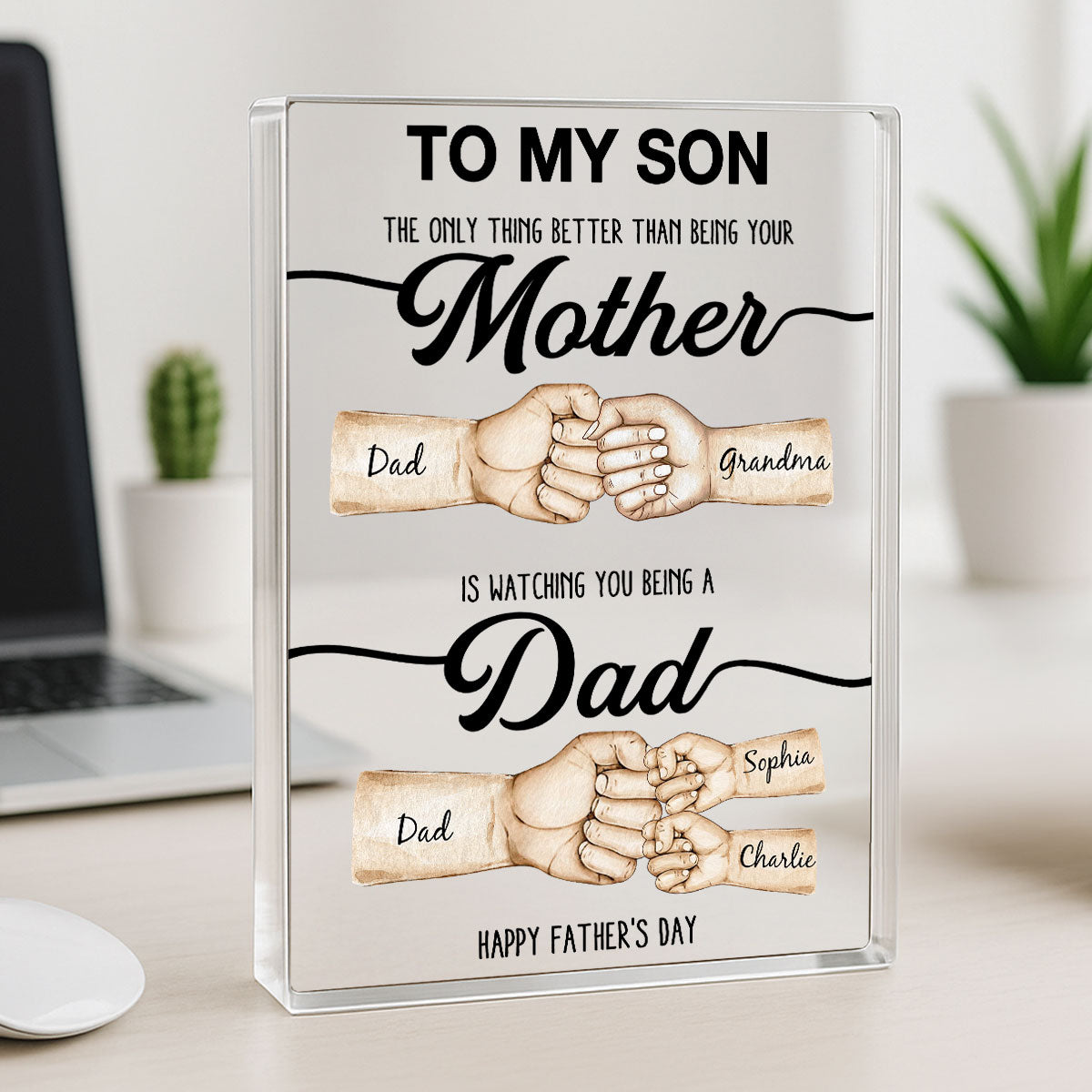 The Only Thing Better Than Being Your Mother Fist Bump Personalized Acrylic Block, gift for Son from Mom