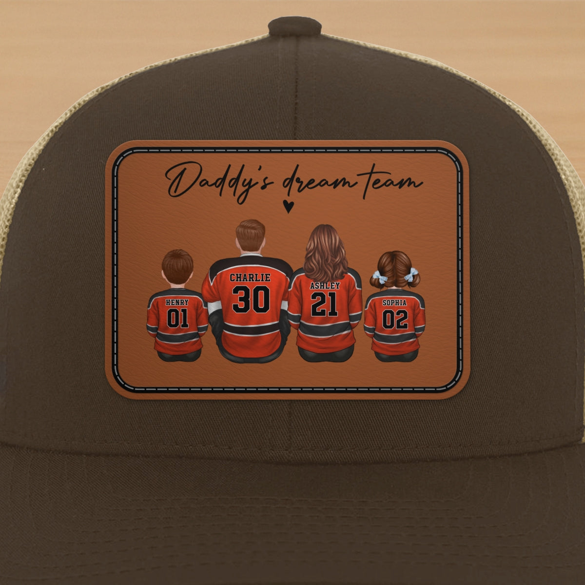 Hockey Daddy's Dream Team Personalized Trucker Hat, Father's Day Snapback, Gift for Hockey Dads