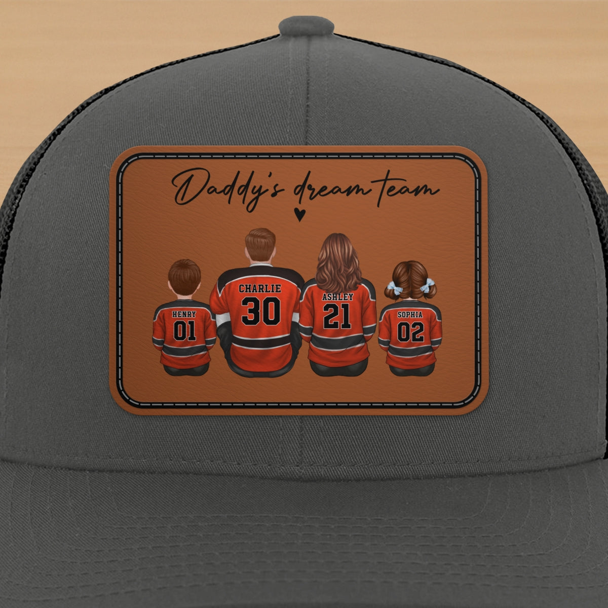 Hockey Daddy's Dream Team Personalized Trucker Hat, Father's Day Snapback, Gift for Hockey Dads