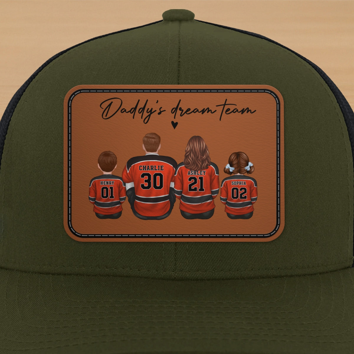 Hockey Daddy's Dream Team Personalized Trucker Hat, Father's Day Snapback, Gift for Hockey Dads