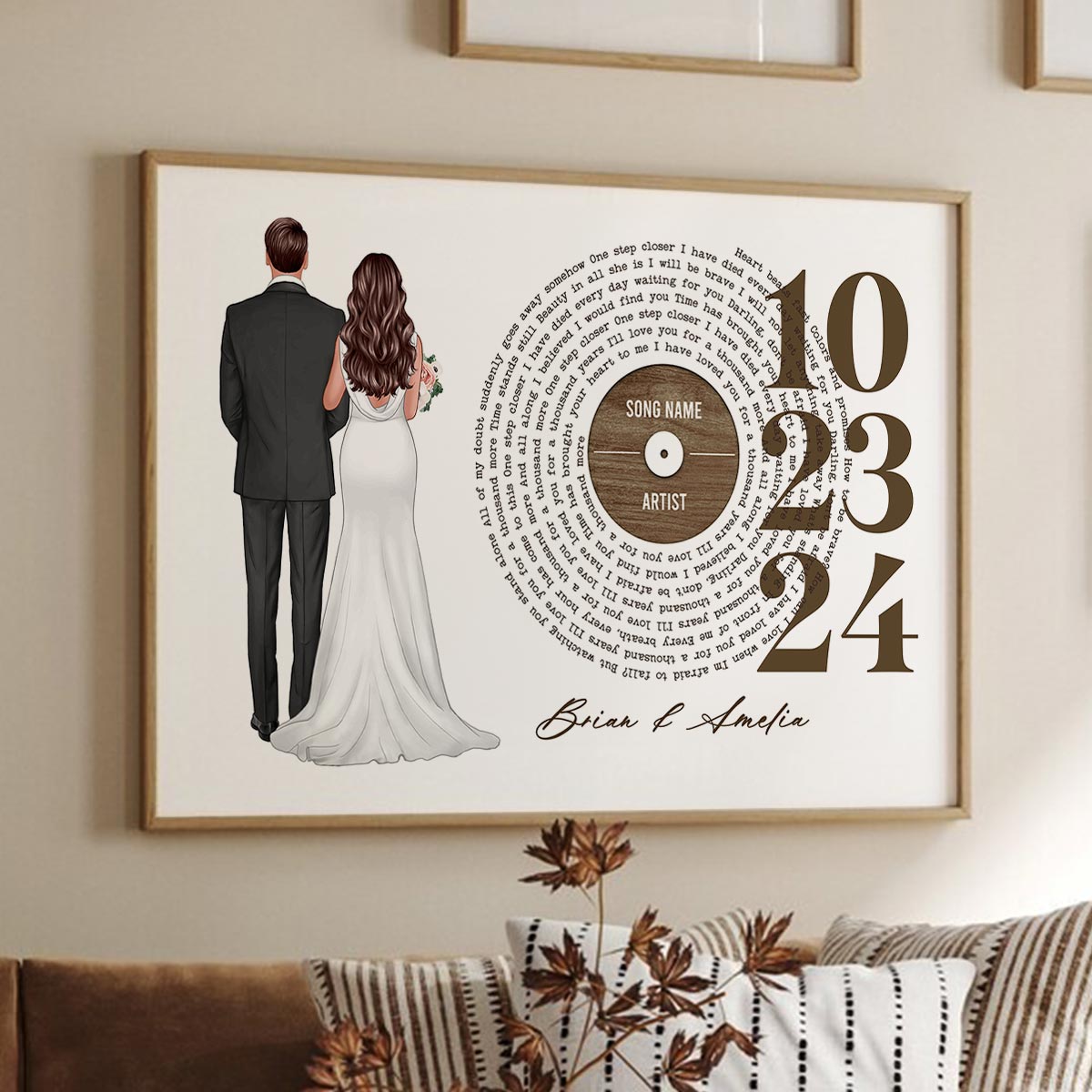 Couple Anniversay Date Custom Vinyl Lyrics Personalized Poster, Wedding Song Dance, Gift for her & for him