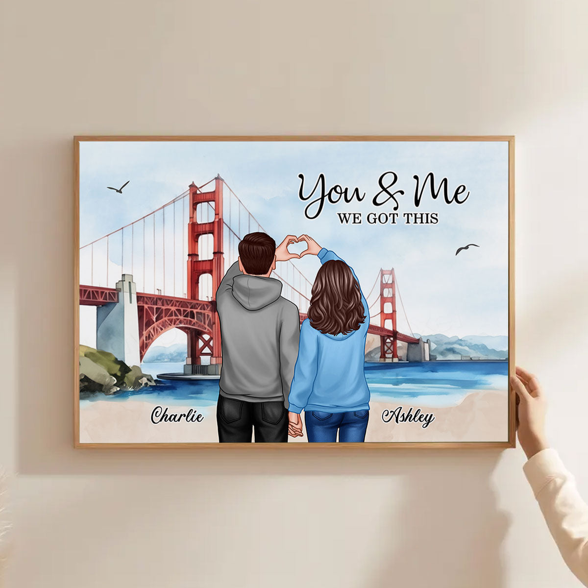Personalized Couple Bridge Landscape Poster, Gift, Anniversary Gift for Couples