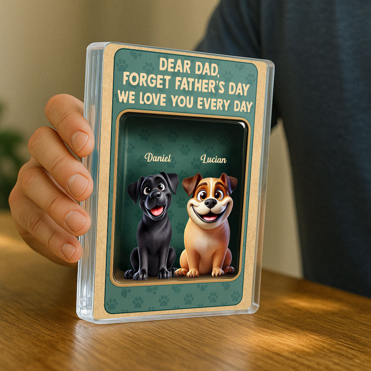 Forget We Love You Every Day Cute Dog Figures Style Personalized Acrylic Block Plaque