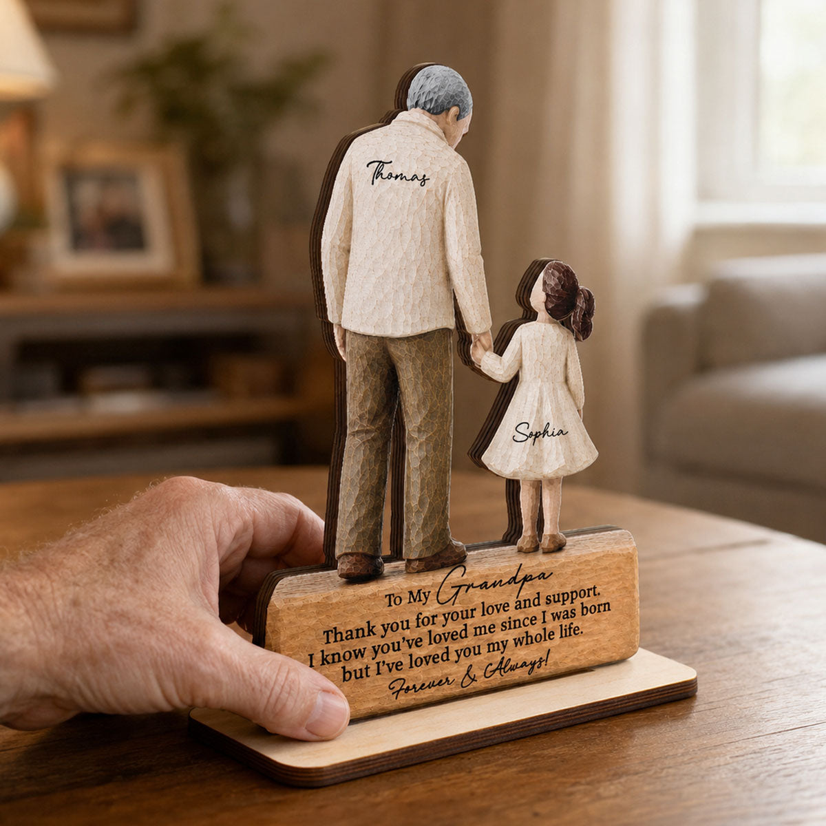 I've Loved You My Whole Life Grandpa 2D Flat Printed - Personalized 2-Layered Wooden Plaque - Sentimental Gift For Grandpa