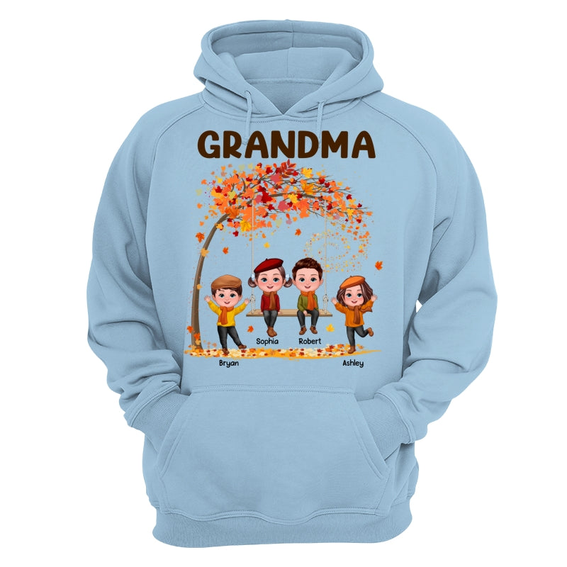 Kids Playing Ourdoor Autumn Fall Season Grandma Mom Personalized Shirt