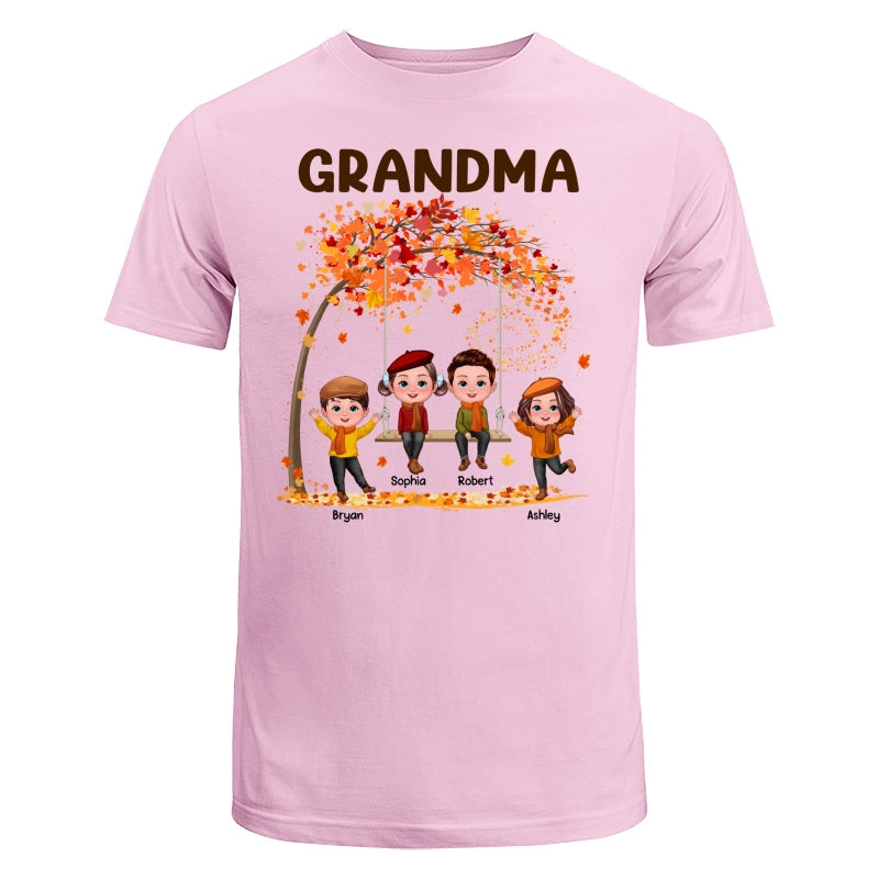 Kids Playing Ourdoor Autumn Fall Season Grandma Mom Personalized Shirt