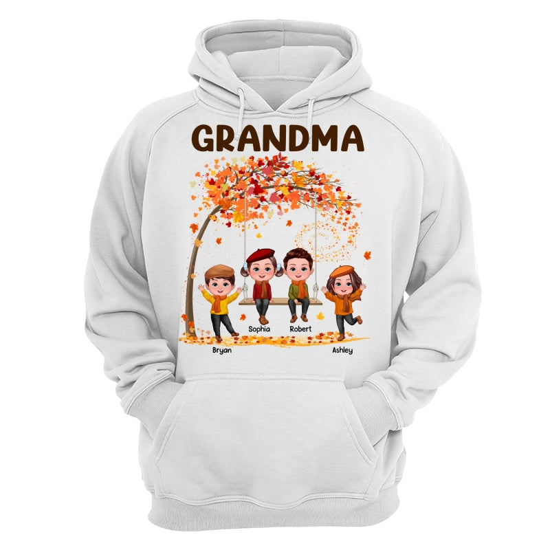 Kids Playing Ourdoor Autumn Fall Season Grandma Mom Personalized Shirt