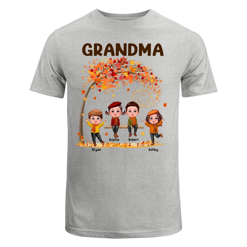 Kids Playing Ourdoor Autumn Fall Season Grandma Mom Personalized Shirt