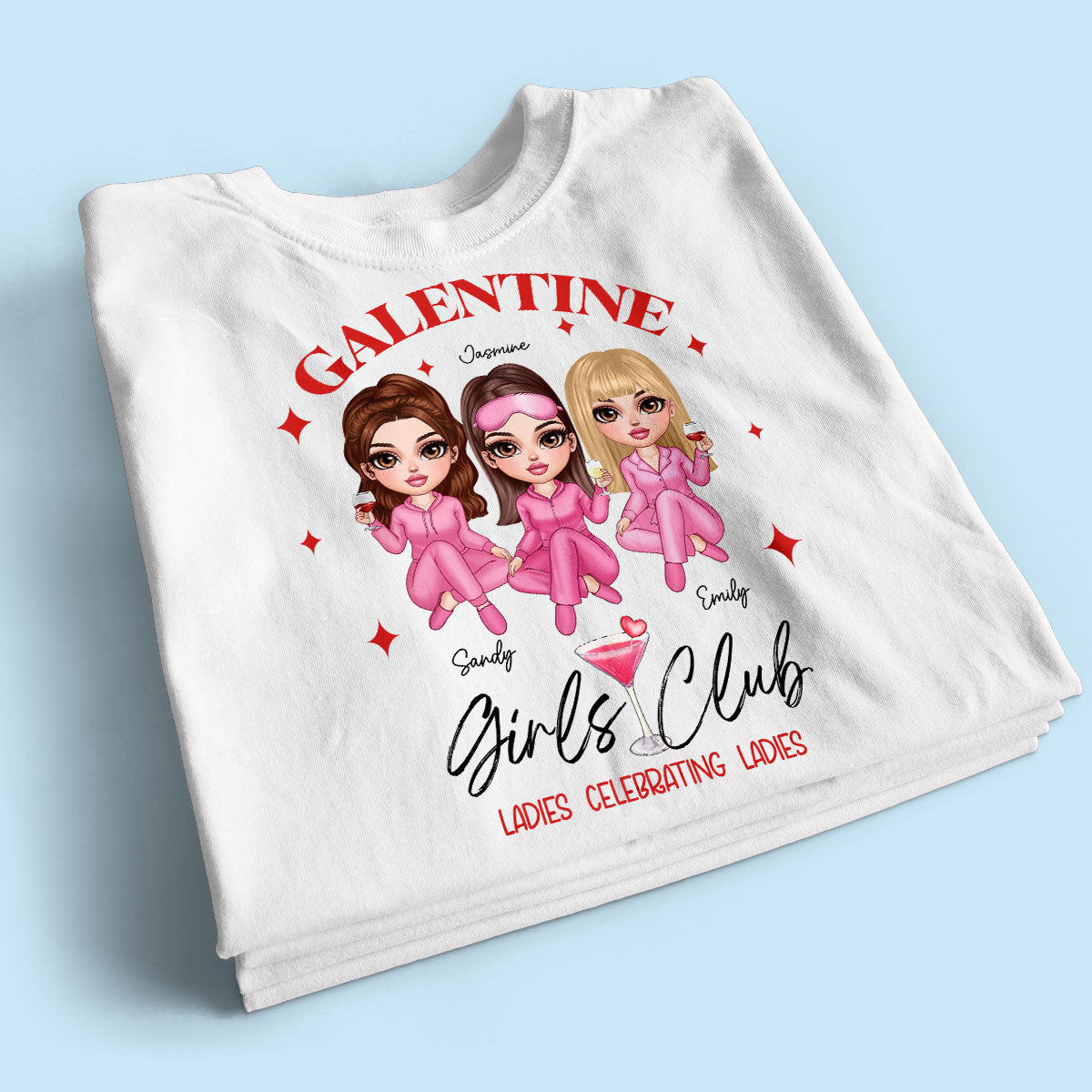 Galentine Girls Club Pajamas Girls Personalized Shirt, Shirt, Social Club, Besties Gift