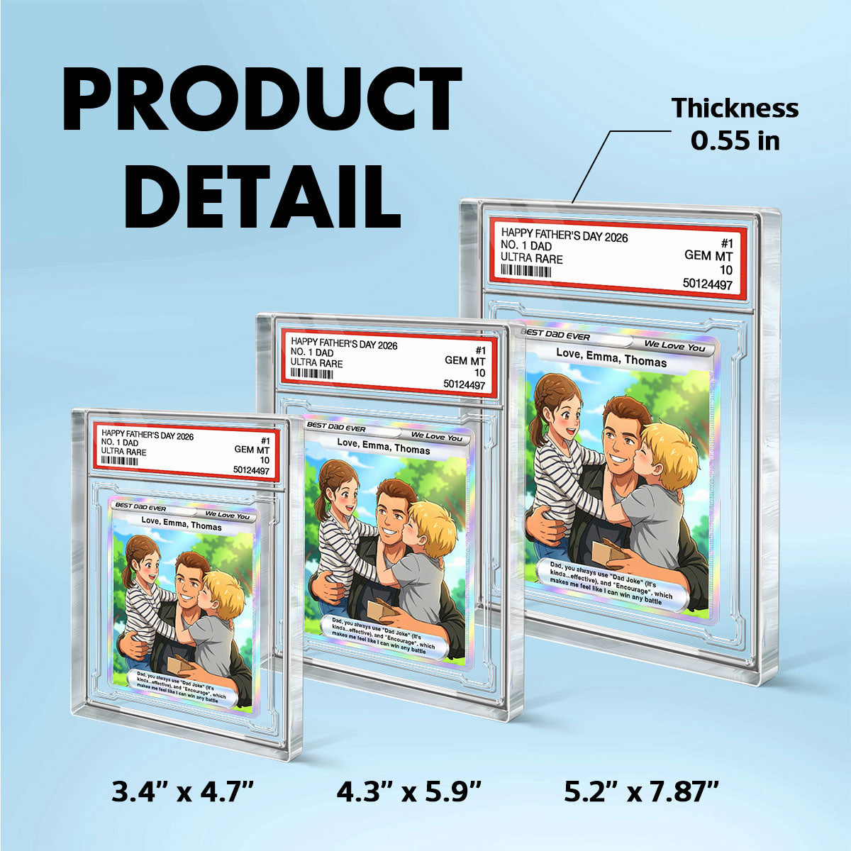 Best Dad Ever Trading Card Cartoon Style - Personalized Acrylic Block Plaque - Gift For Dad, Husband