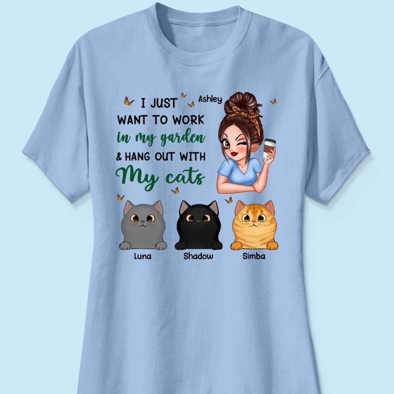 Work In My Garden And Hang Out With My Cats Plant Lady Personalized Shirt