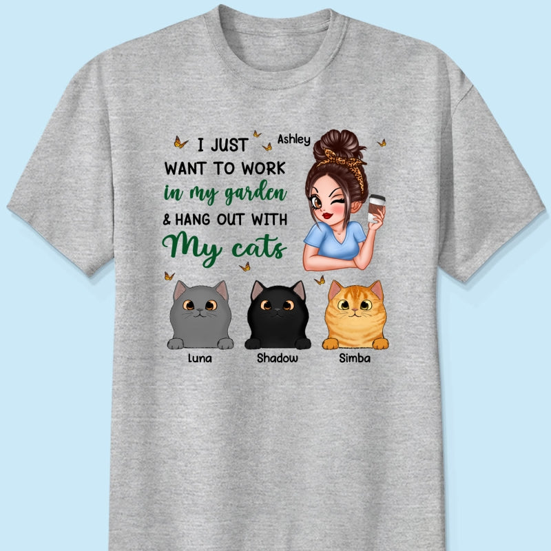 Work In My Garden And Hang Out With My Cats Plant Lady Personalized Shirt