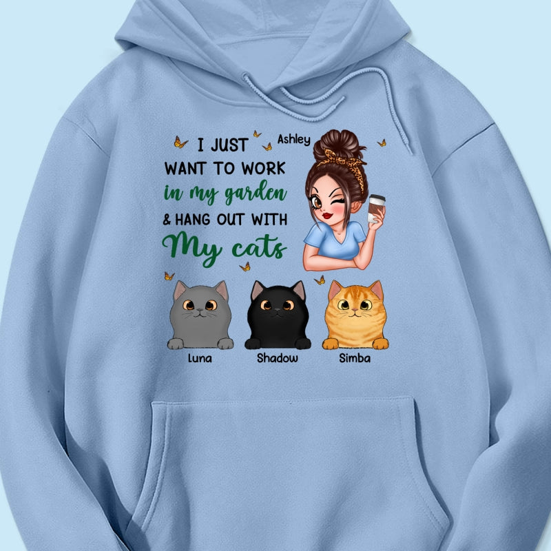 Work In My Garden And Hang Out With My Cats Plant Lady Personalized Shirt