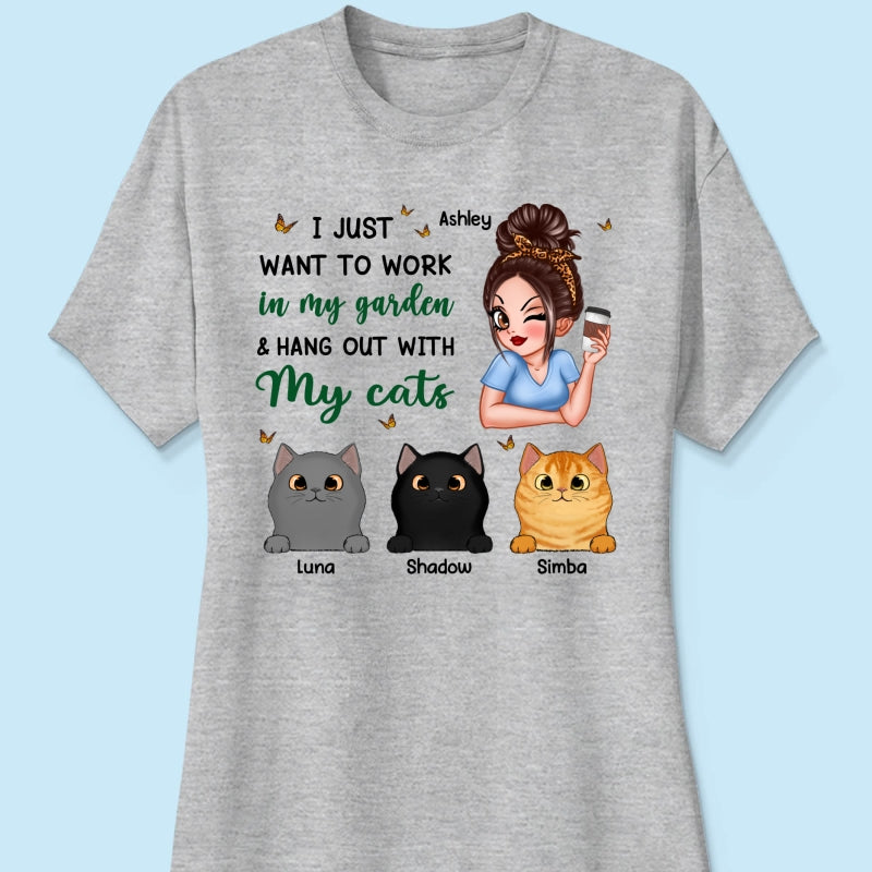 Work In My Garden And Hang Out With My Cats Plant Lady Personalized Shirt