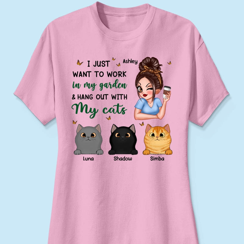 Work In My Garden And Hang Out With My Cats Plant Lady Personalized Shirt