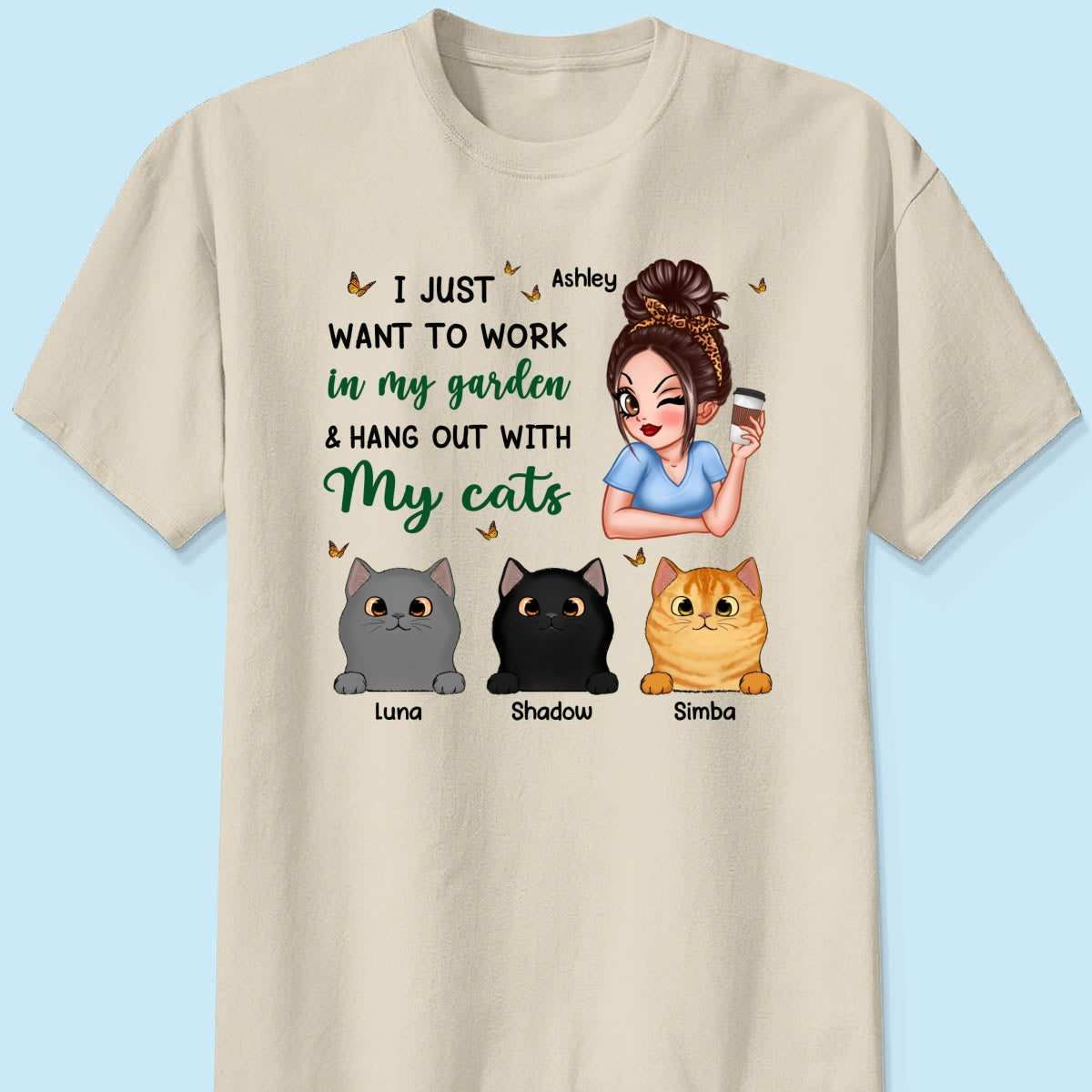 Work In My Garden And Hang Out With My Cats Plant Lady Personalized Shirt