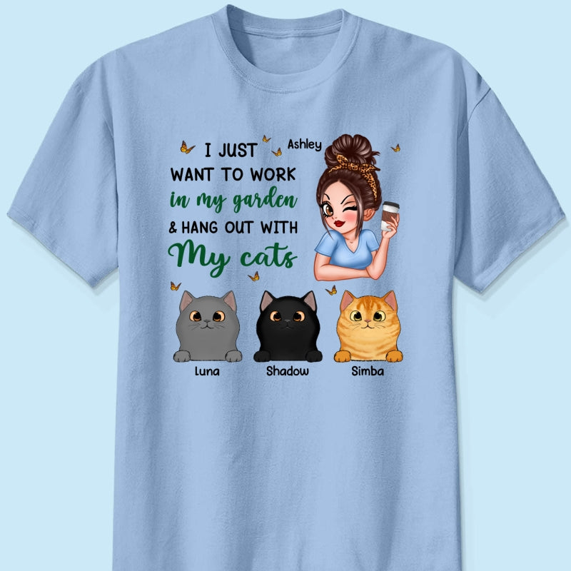 Work In My Garden And Hang Out With My Cats Plant Lady Personalized Shirt