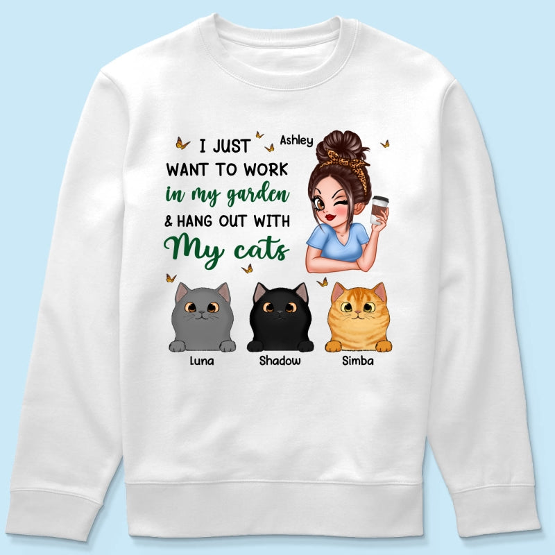 Work In My Garden And Hang Out With My Cats Plant Lady Personalized Shirt