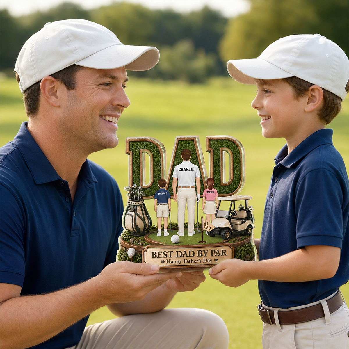 Above Par In Every Way Golfer Dad - Personalized Acrylic Block Plaque - Gift For Dad, Husband