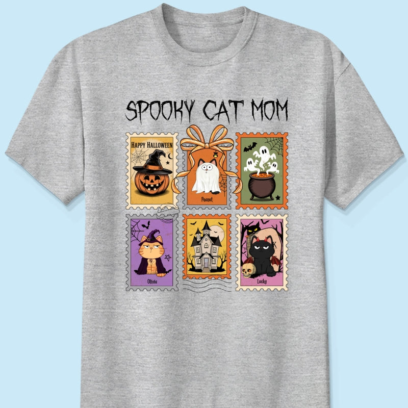 Spooky Cats Retro Stamp Theme Personalized Halloween Shirt
