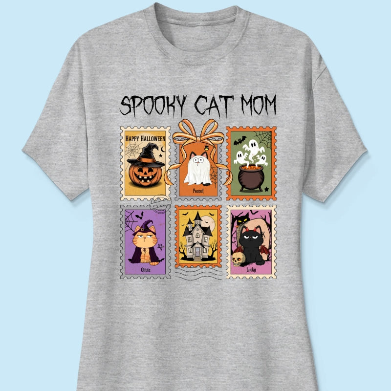 Spooky Cats Retro Stamp Theme Personalized Halloween Shirt