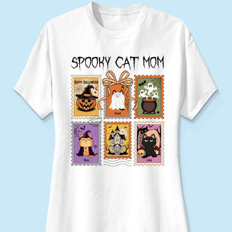Spooky Cats Retro Stamp Theme Personalized Halloween Shirt
