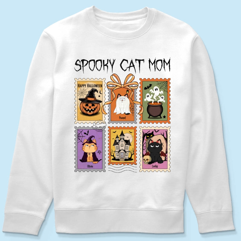 Spooky Cats Retro Stamp Theme Personalized Halloween Shirt